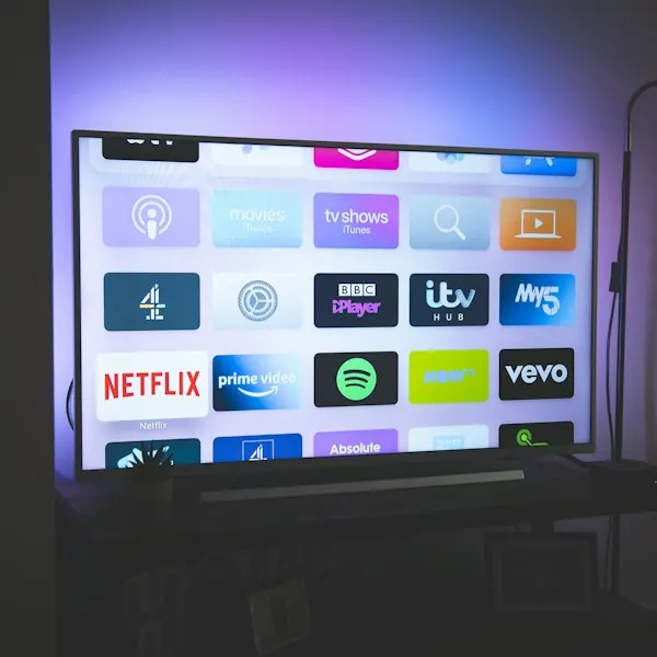 A smart TV showing UK streaming apps